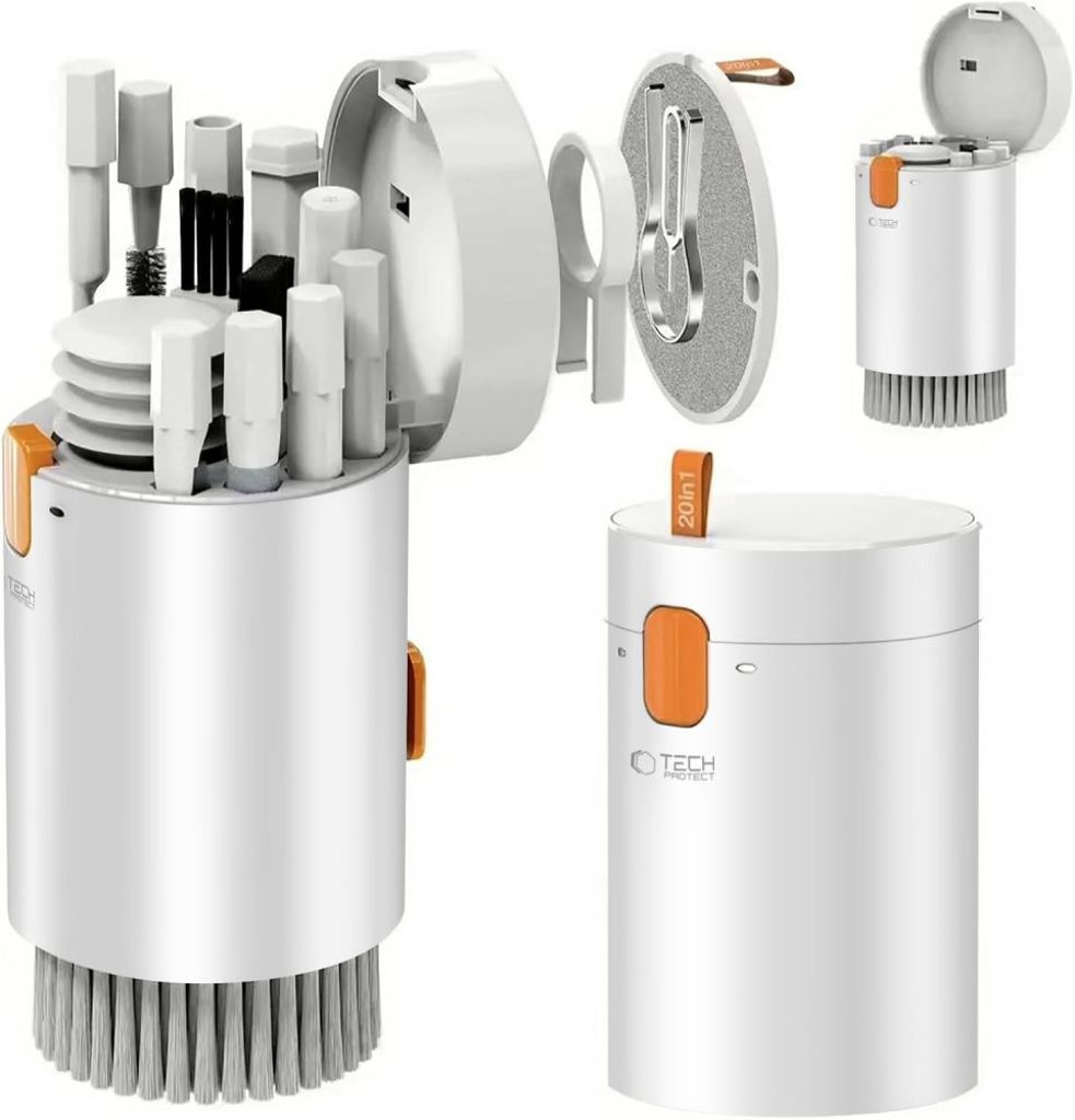 Tech-Protect 20-i-1 rengjøringssett for mobil, nettbrett og datamaskin – hvit