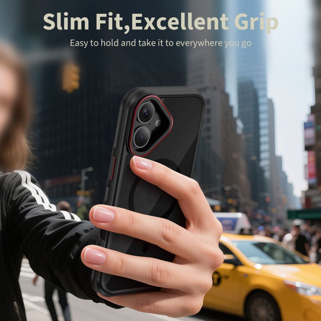 Tech-Protect MagHybrid MagSafe Cover til iPhone 17 - Sort/Rød