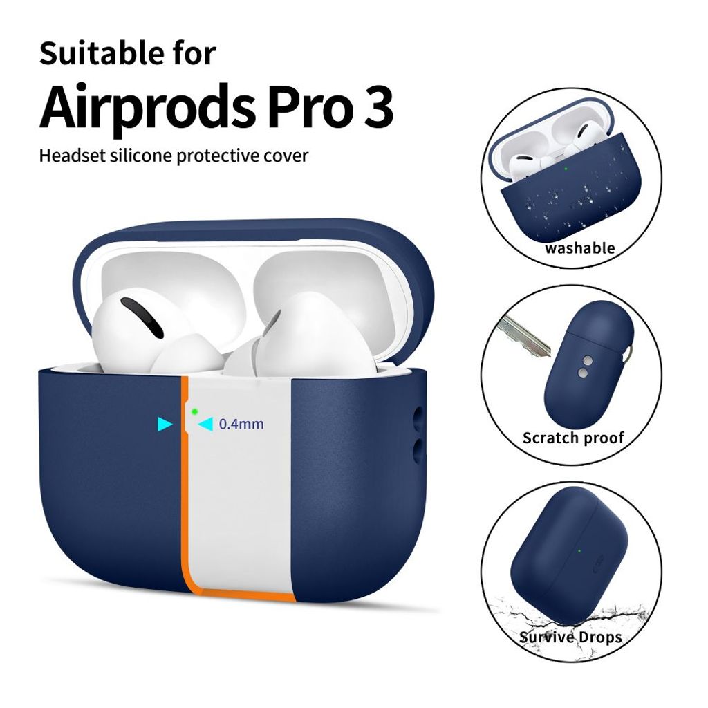 Tech-Protect Skal i Silikon till AirPods Pro 3 - Mörkblå
