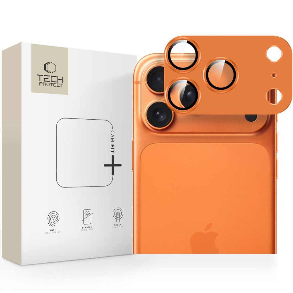 Tech-Protect Camfull Fit+ iPhone 17 Pro Hærdet Glas Linsebeskyttelse - Orange