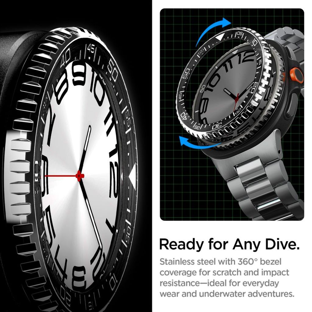 Spigen Tune Pro Diverna Samsung Galaxy Watch 8 Classic Bezel – Musta