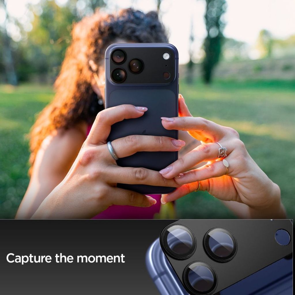 Spigen Optik Pro XL iPhone 17 Pro Linsebeskyttelse Hærdet Glas - Sort