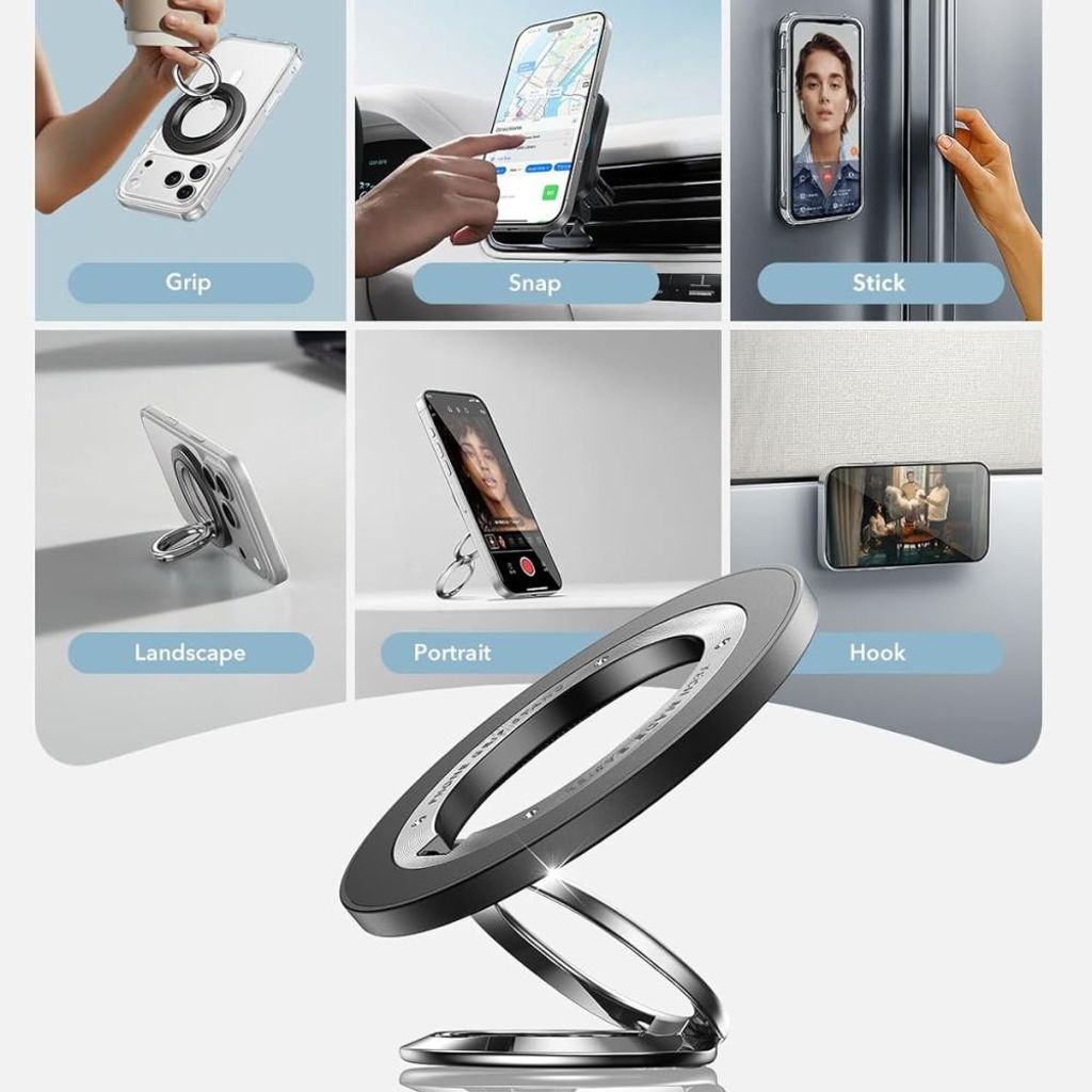 ESR HaloLock MagSafe ringhållare för mobiltelefon – Svart