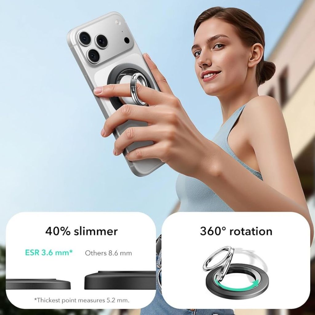 ESR HaloLock MagSafe ringhållare för mobiltelefon – Svart