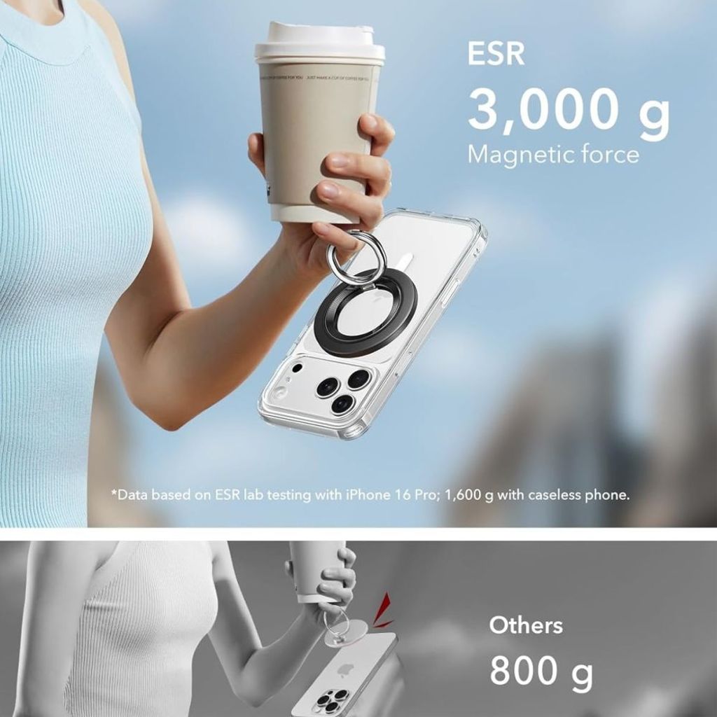 ESR HaloLock MagSafe ringhållare för mobiltelefon – Svart