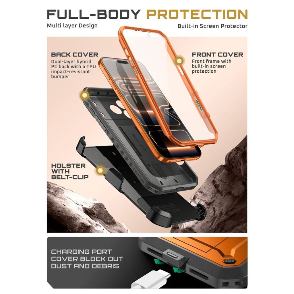 Supcase Unicorn Beetle Pro Cover til iPhone 17 Pro - Orange