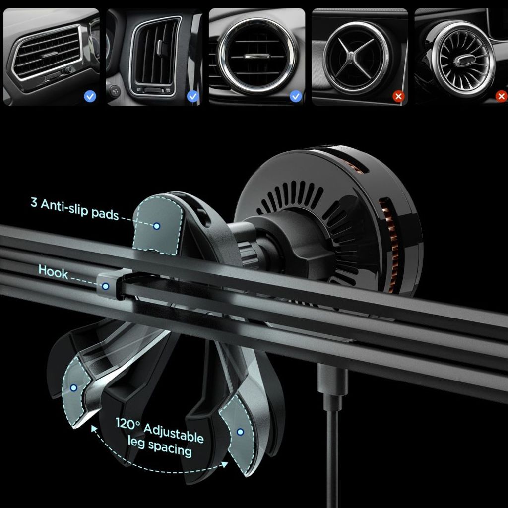 Spigen Essential EV25MFAQ MagSafe biltelefonhållare – svart