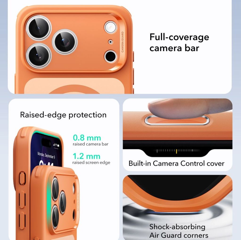 ESR Classic Hybrid MagSafe Cover til iPhone 17 Pro - Transparent Orange