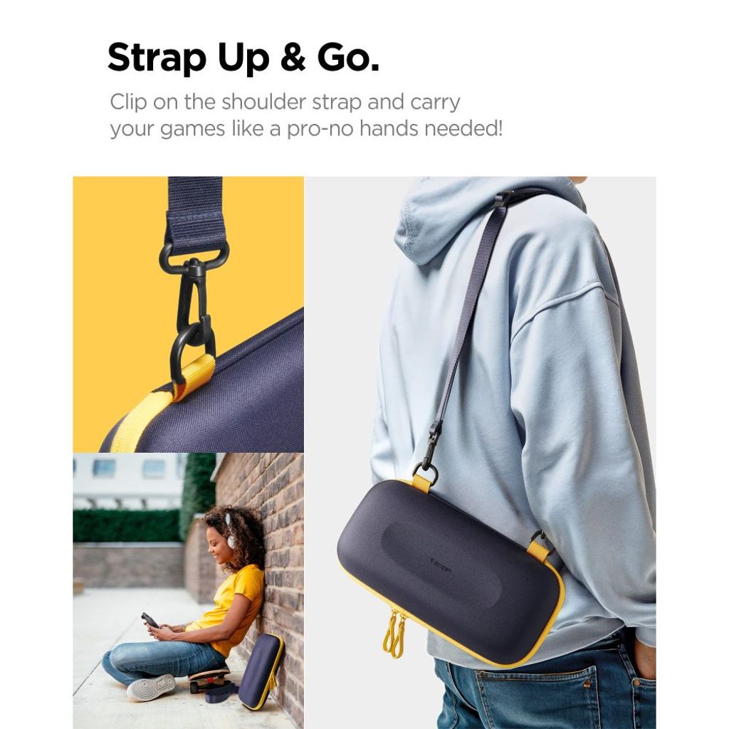 Spigen Nano Pop Pro beskyttelsesdeksel til Nintendo Switch 2 – marineblå/gul