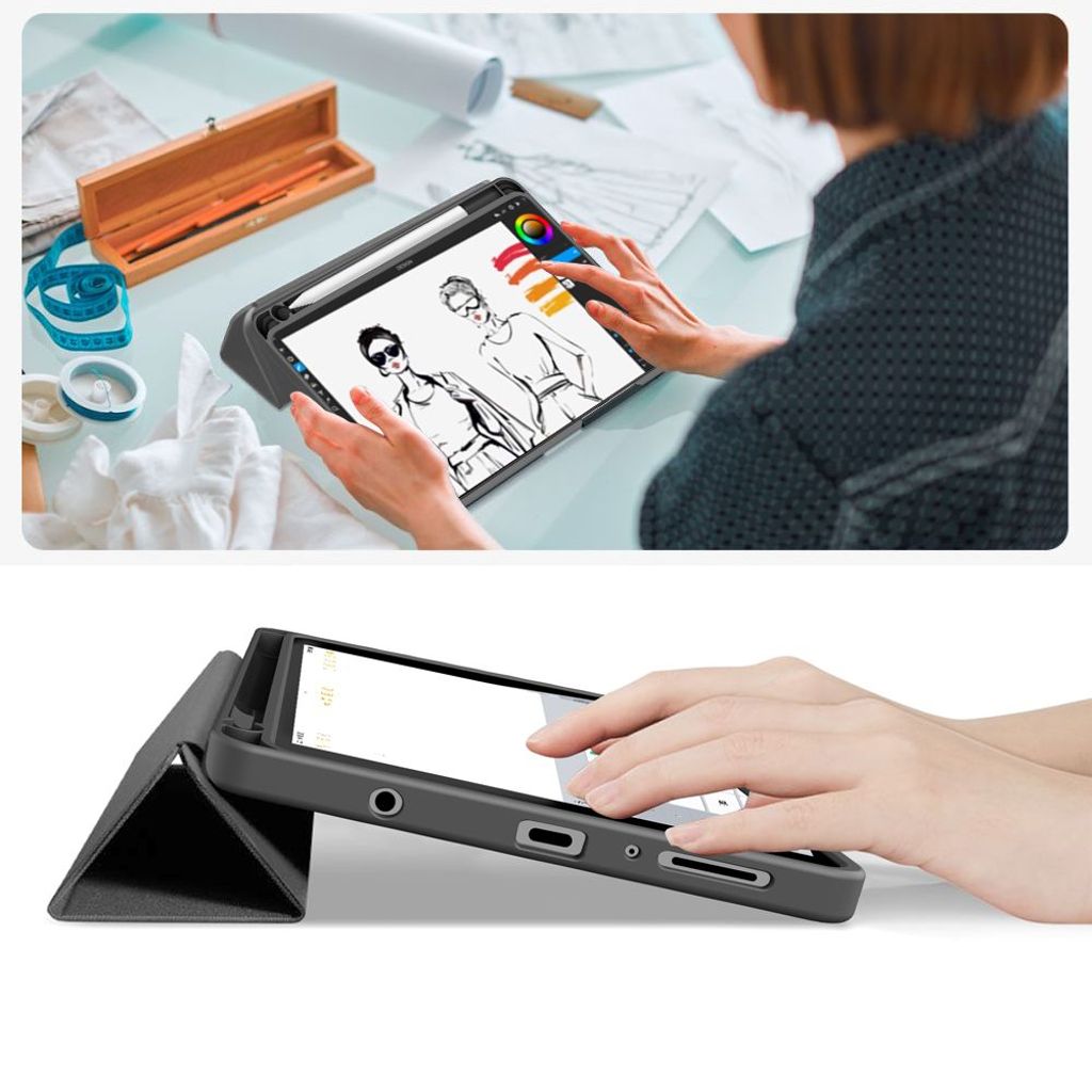 Tech-Protect SC Pen Canvas Fodral till Samsung Galaxy Tab A9 Plus/A11 Plus - Grå