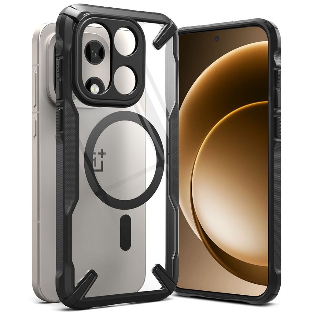Ringke Fusion X MagSafe -kuori  OnePlus 15:lle - Läpinäkyvä/musta