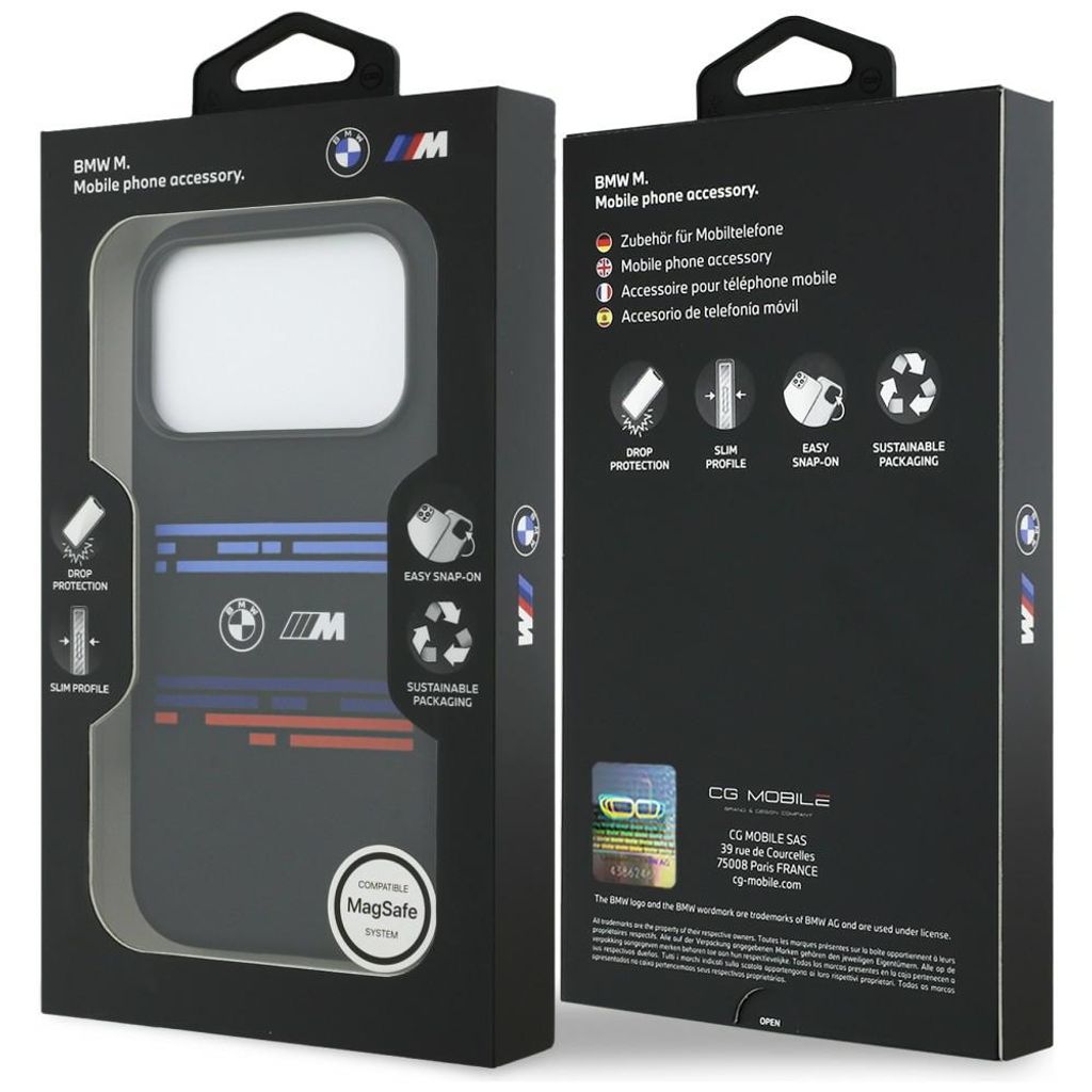 BMW M Silicon Horizontal Line MagSafe -kuori till iPhone 17 Pro - Musta