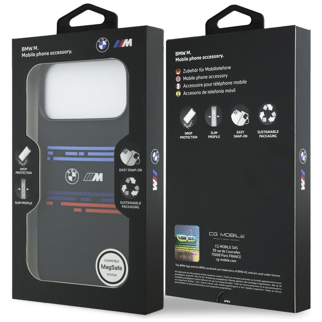 BMW M Silicon Horizontal Line MagSafe -kuori till iPhone 17 Pro Max - Musta