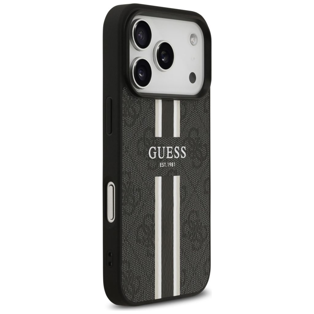 Guess 4G Printed Stripes MagSafe -kuori till iPhone 17 Pro - Musta