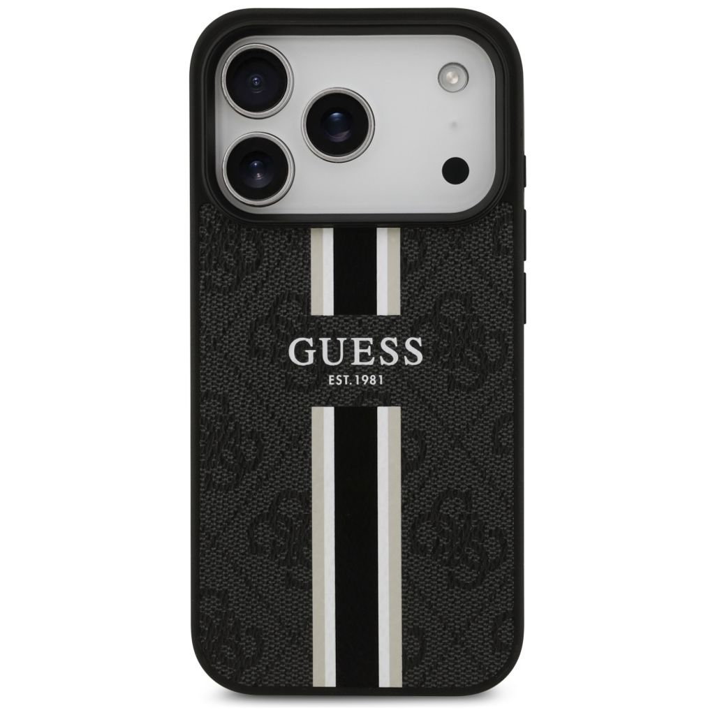 Guess 4G Printed Stripes MagSafe -kuori till iPhone 17 Pro - Musta
