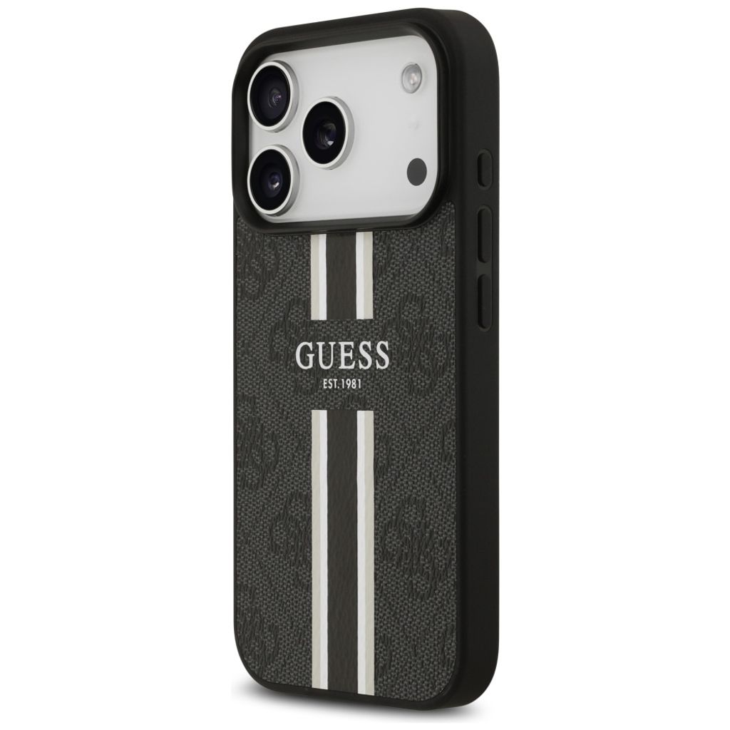 Guess 4G Printed Stripes MagSafe -kuori till iPhone 17 Pro - Musta