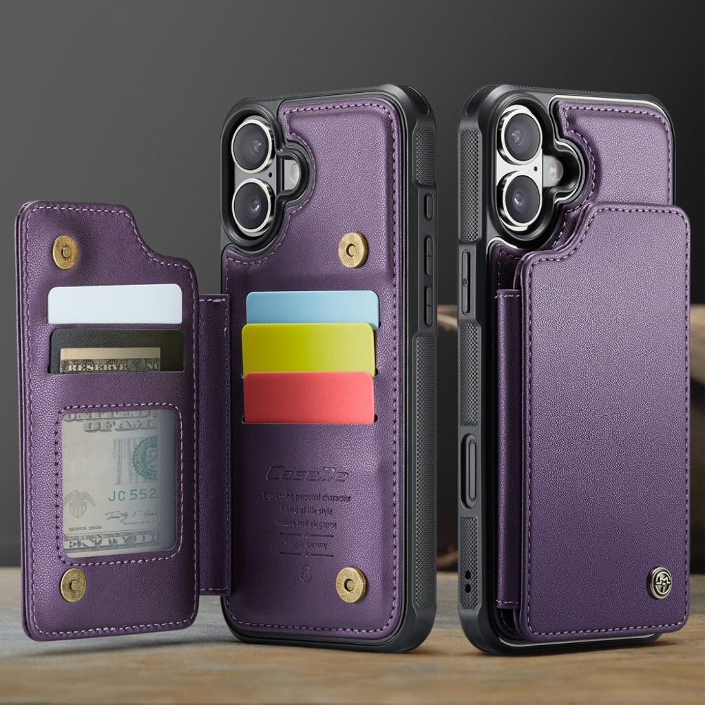 CASEME iPhone 16 Plus Case with 5 Card slots - Purple