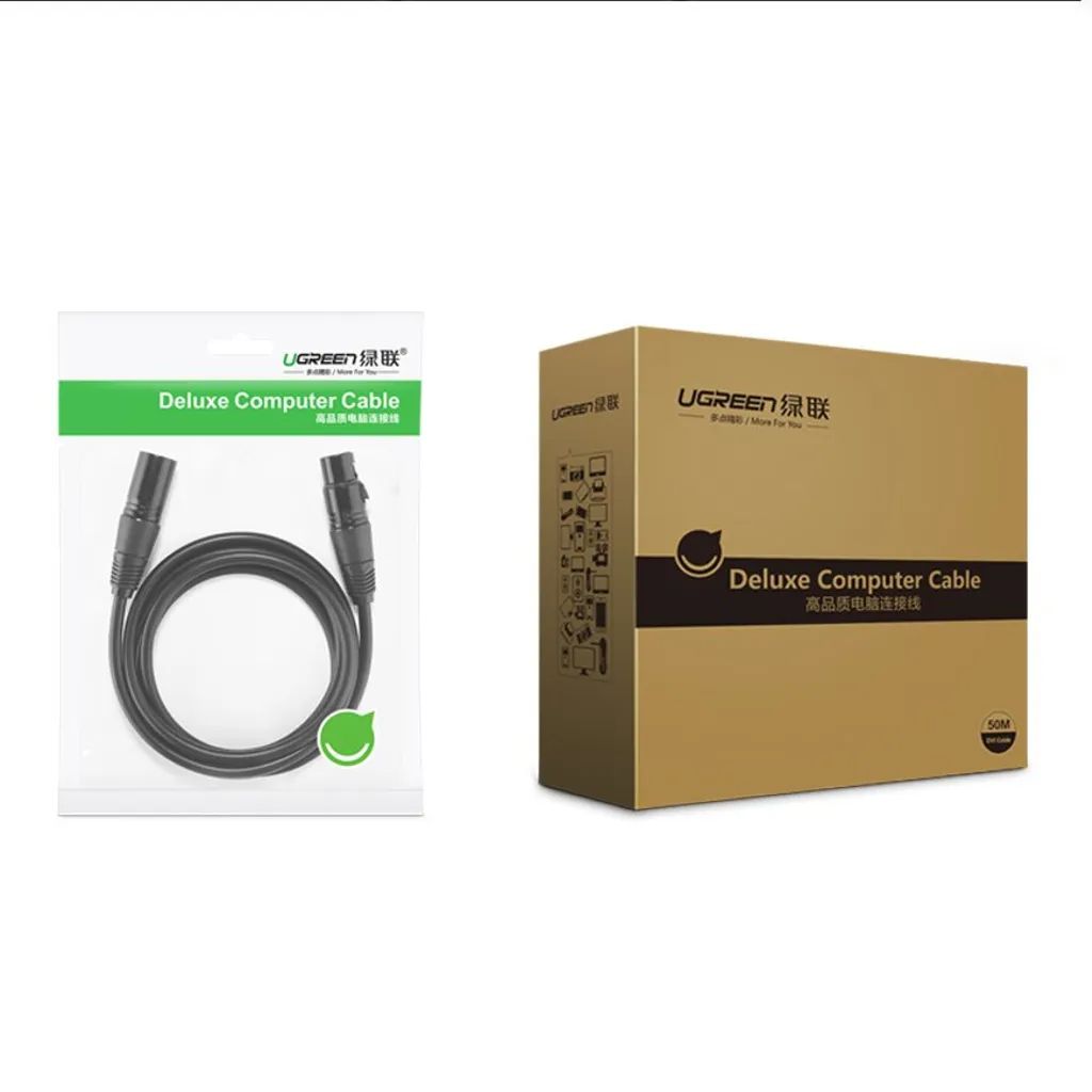 Ugreen AV130 ljud XLR (hona) - XLR (hane) kabel för mikrofon/förstärkare 1m - svart