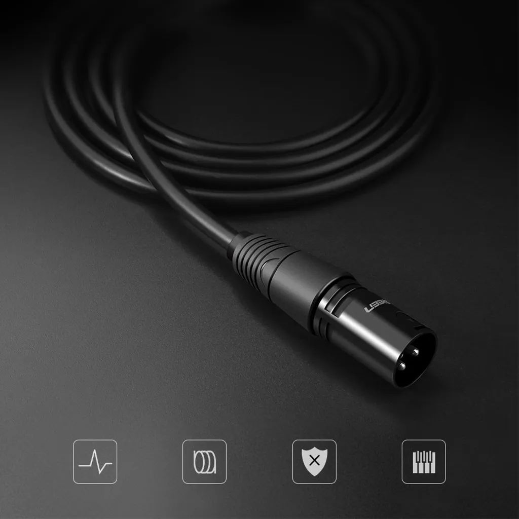 Ugreen AV130 ljud XLR (hona) - XLR (hane) kabel för mikrofon/förstärkare 1m - svart