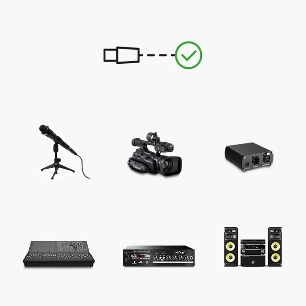 Ugreen AV130 ljud XLR (hona) - XLR (hane) kabel för mikrofon/förstärkare 1m - svart