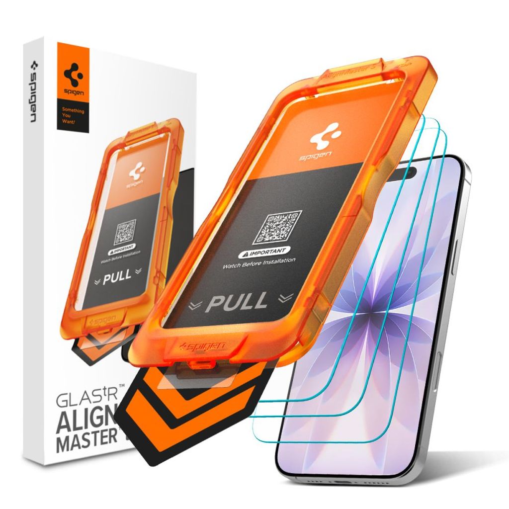 Spigen Glas.tR AlignMaster Slim Skærmbeskyttelse 3-Pak till iPhone 17