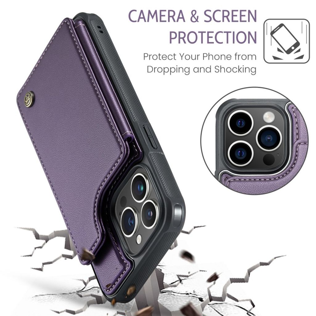 CASEME iPhone 14 Pro Max Wallet Case RFID Blocking - Purple