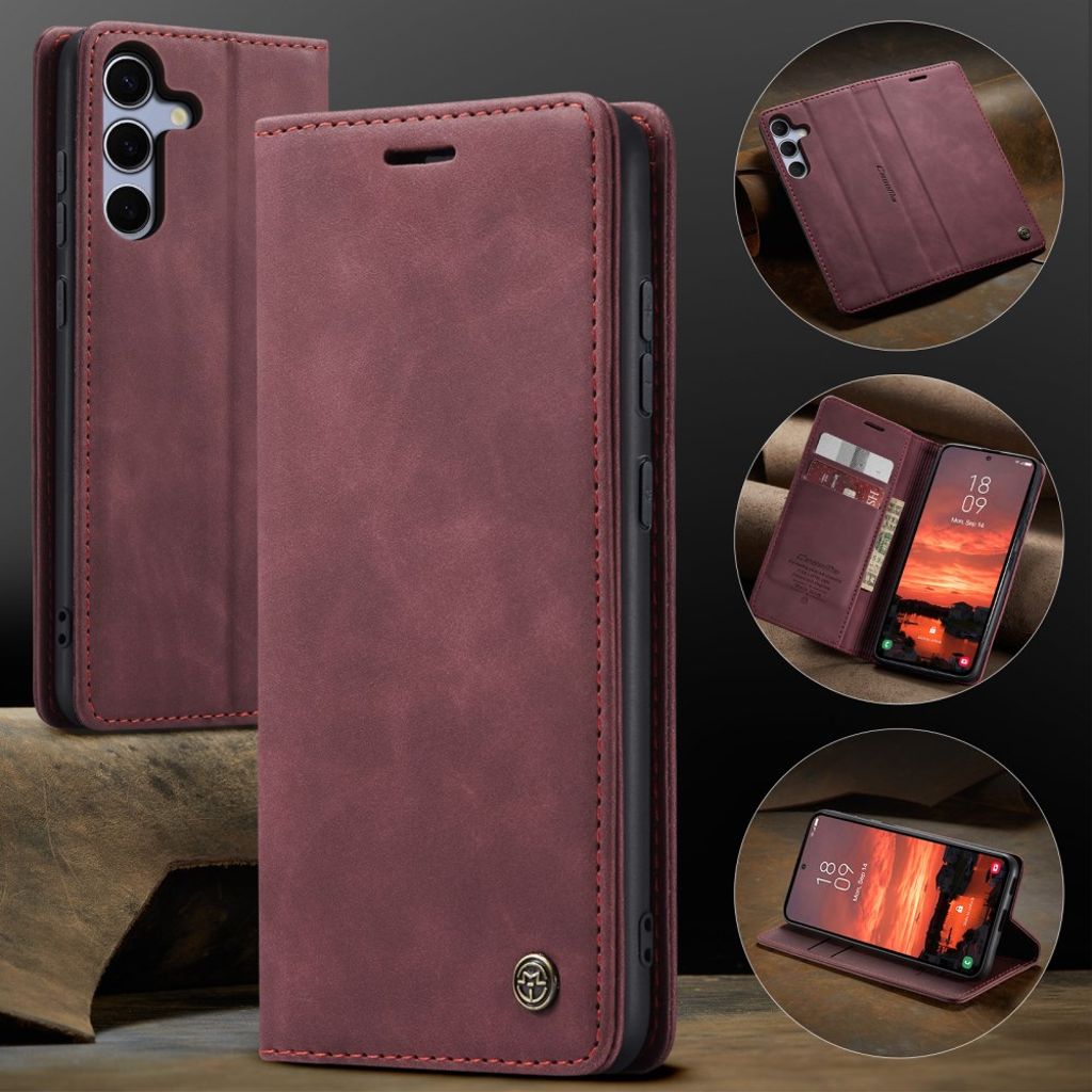 CASEME Samsung Galaxy S25 FE Plånboksfodral med Kortfack - Röd