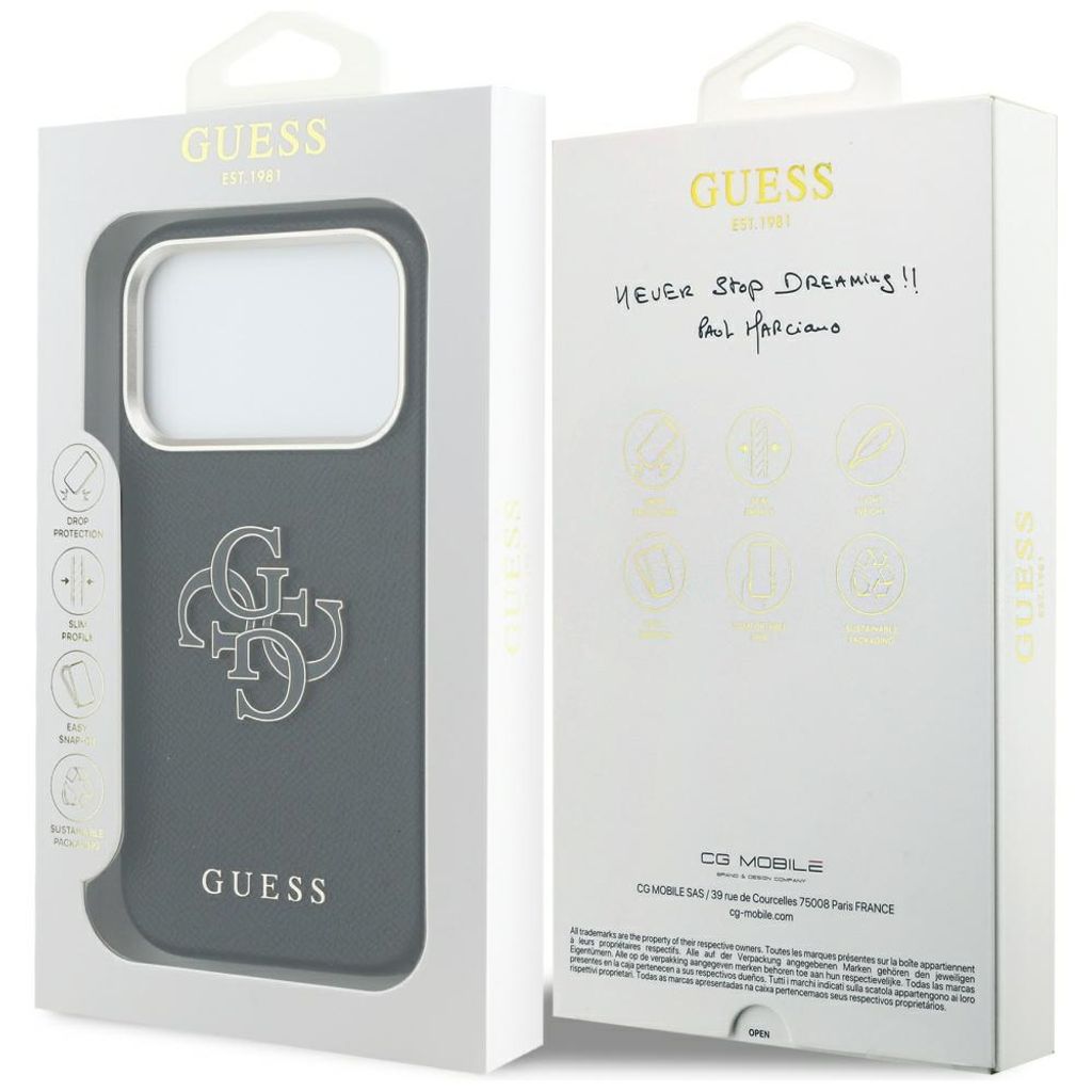 Guess FW Resin Logo -kuori till iPhone 17 Pro - Musta
