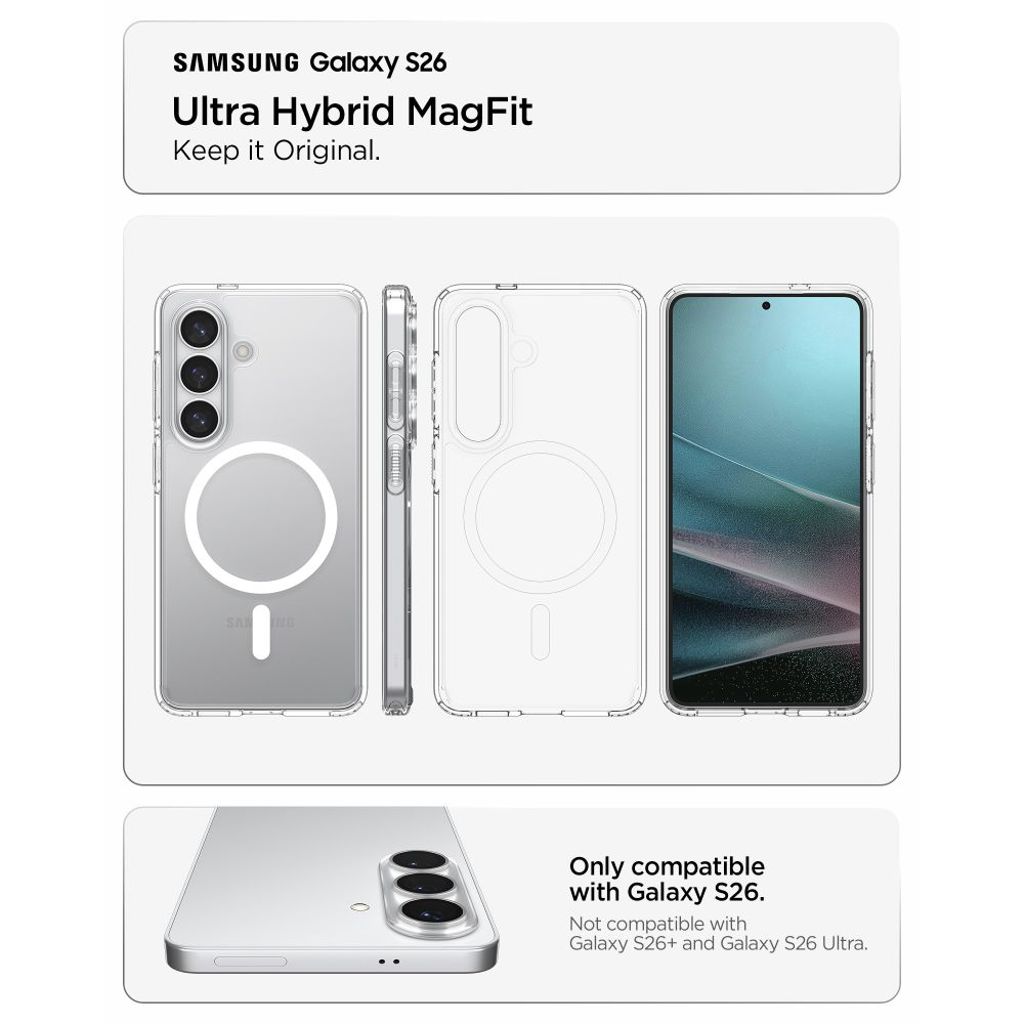 Spigen Ultra Hybrid MagSafe Skal till Samsung Galaxy S26 - Transparent/Vit