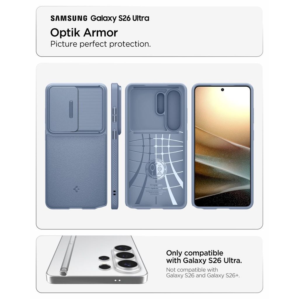 Spigen Optik Armor Deksel til Samsung Galaxy S26 Ultra - Blå