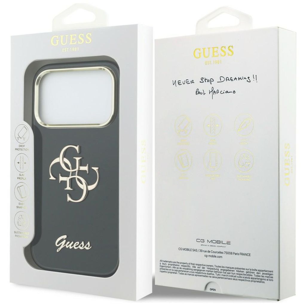 Guess 4G Script Metal -kuori till iPhone 17 Pro - Musta