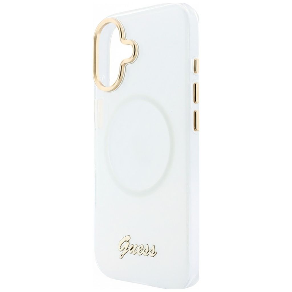 Guess IML Gradient Script Metal MagSafe -kuori till iPhone 17 - Valkoinen