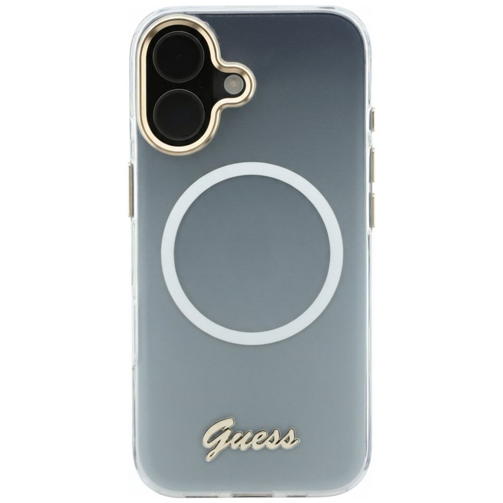 Guess IML Gradient Script Metal MagSafe -kuori till iPhone 17 - Valkoinen
