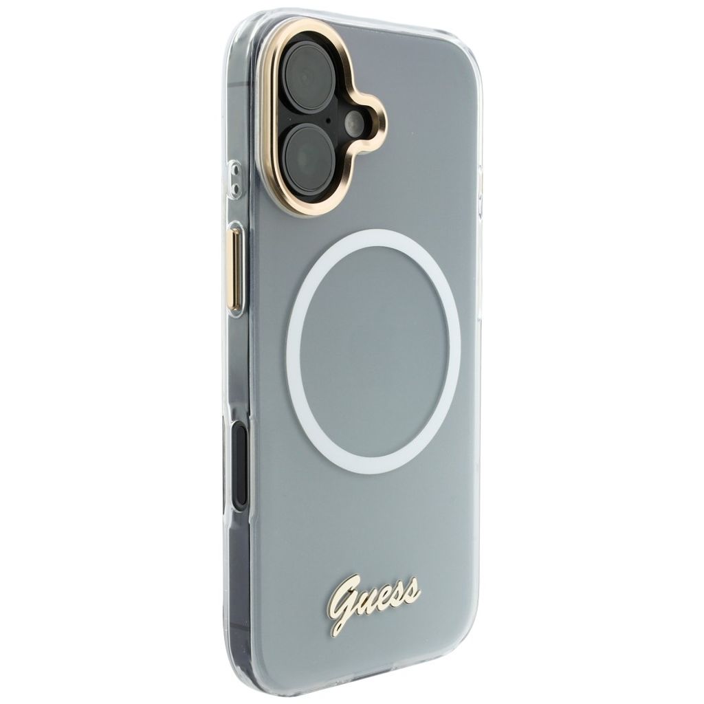 Guess IML Gradient Script Metal MagSafe -kuori till iPhone 17 - Valkoinen