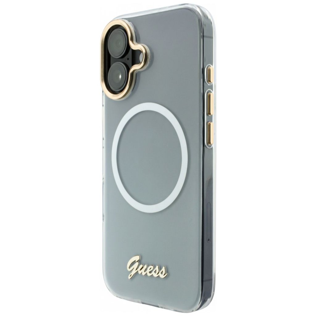 Guess IML Gradient Script Metal MagSafe -kuori till iPhone 17 - Valkoinen