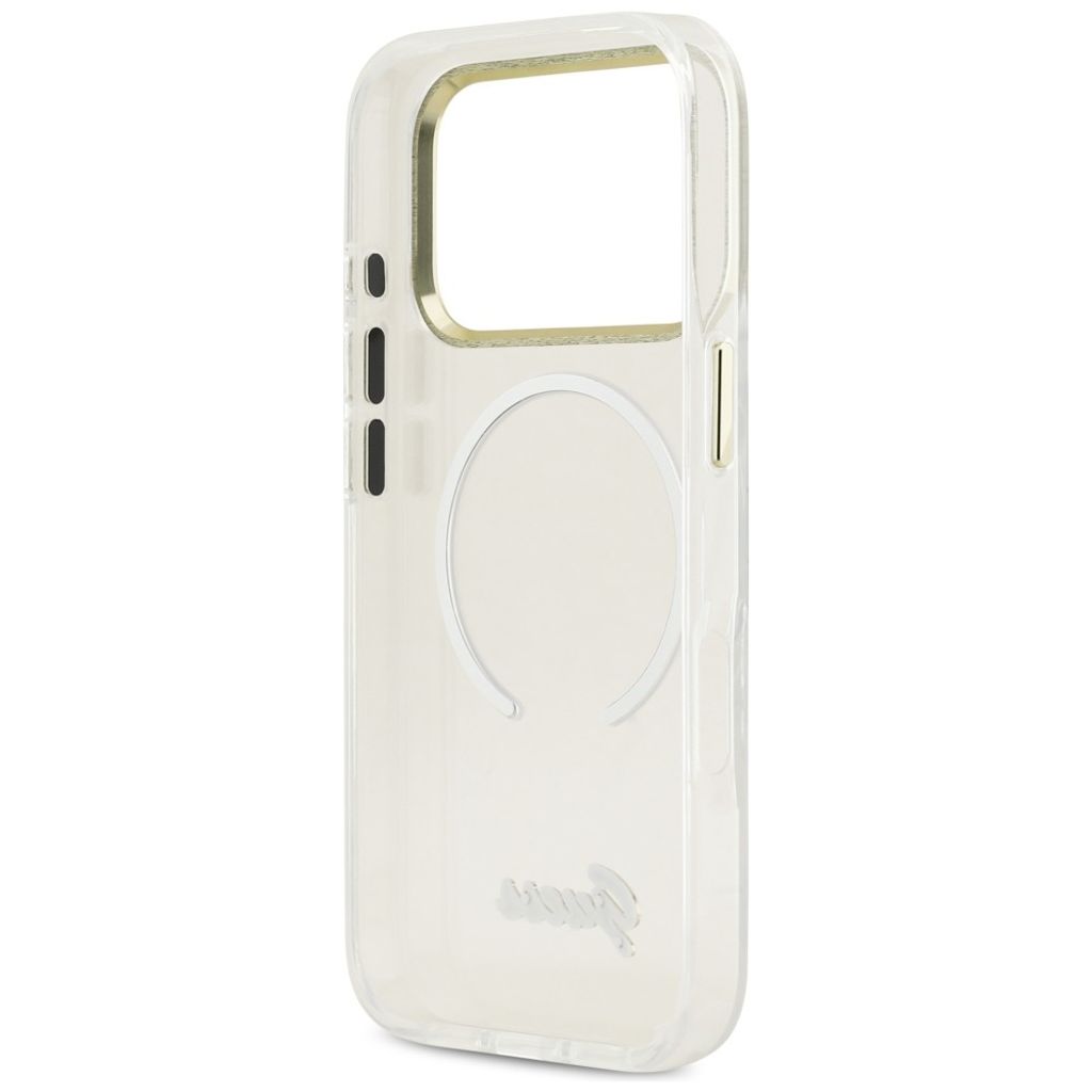 Guess IML Gradient Script Metal MagSafe -kuori till iPhone 17 Pro - Valkoinen