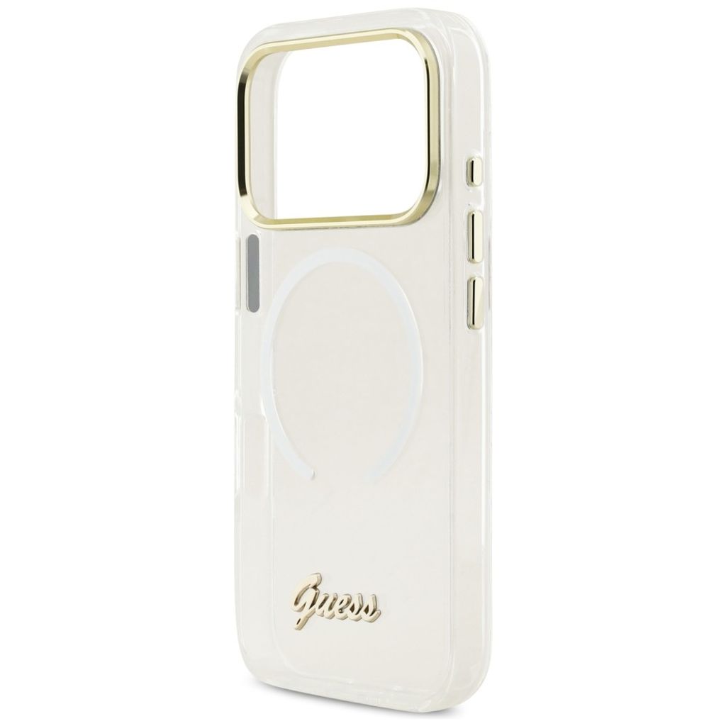 Guess IML Gradient Script Metal MagSafe -kuori till iPhone 17 Pro Max - Valkoinen