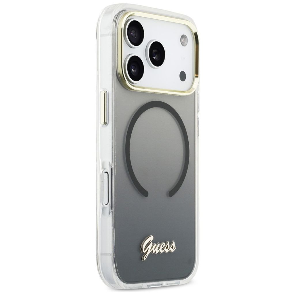 Guess IML Gradient Script Metal MagSafe -kuori till iPhone 17 Pro Max - Musta