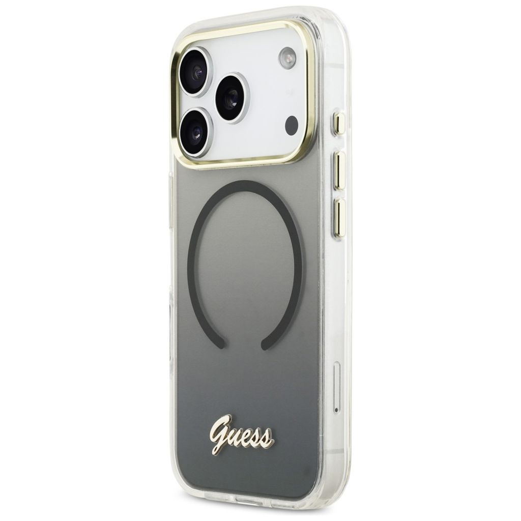 Guess IML Gradient Script Metal MagSafe -kuori till iPhone 17 Pro Max - Musta