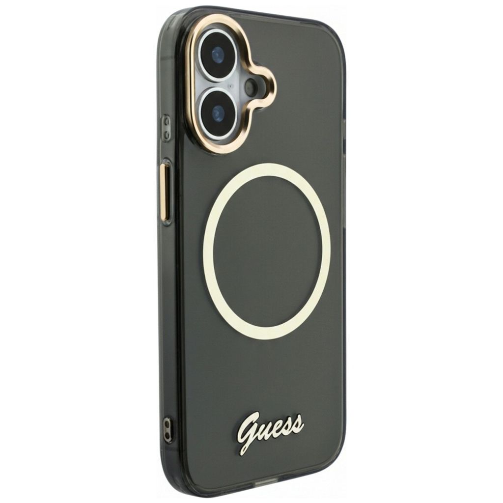 Guess IML Script Metal MagSafe -kuori till iPhone 17 - Musta