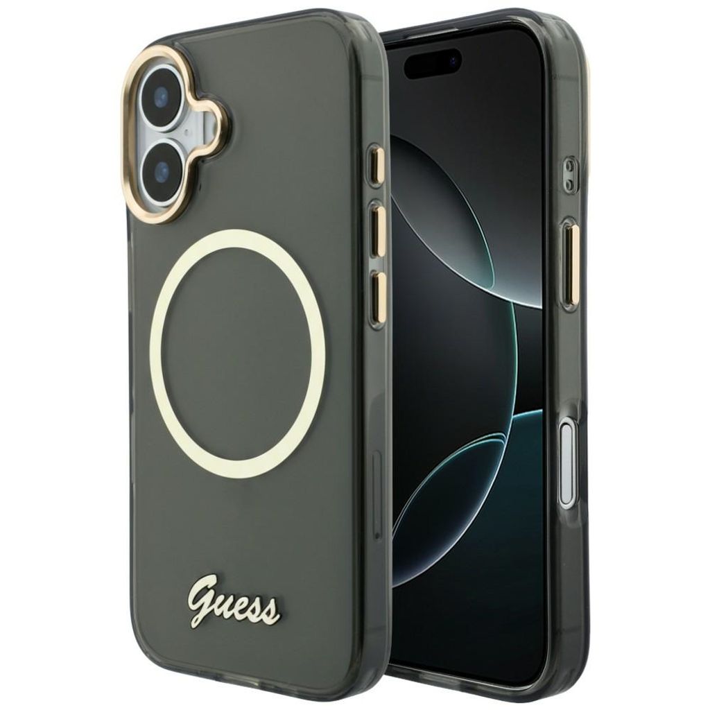 Guess IML Script Metal MagSafe -kuori till iPhone 17 - Musta