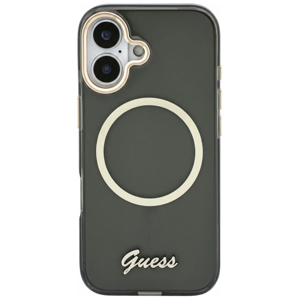 Guess IML Script Metal MagSafe -kuori till iPhone 17 - Musta