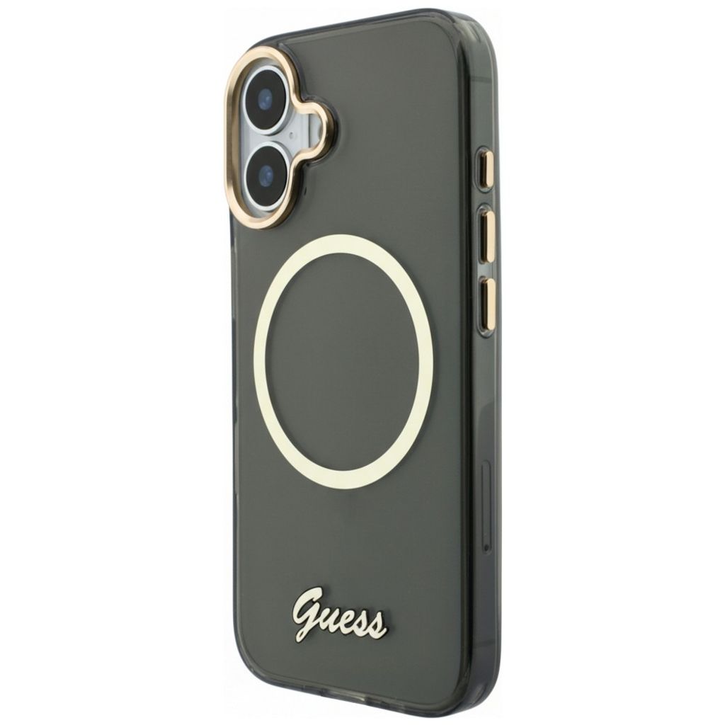 Guess IML Script Metal MagSafe -kuori till iPhone 17 - Musta