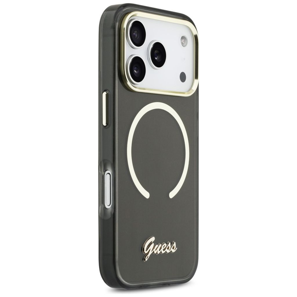 Guess IML Script Metal MagSafe -kuori till iPhone 17 Pro - Musta