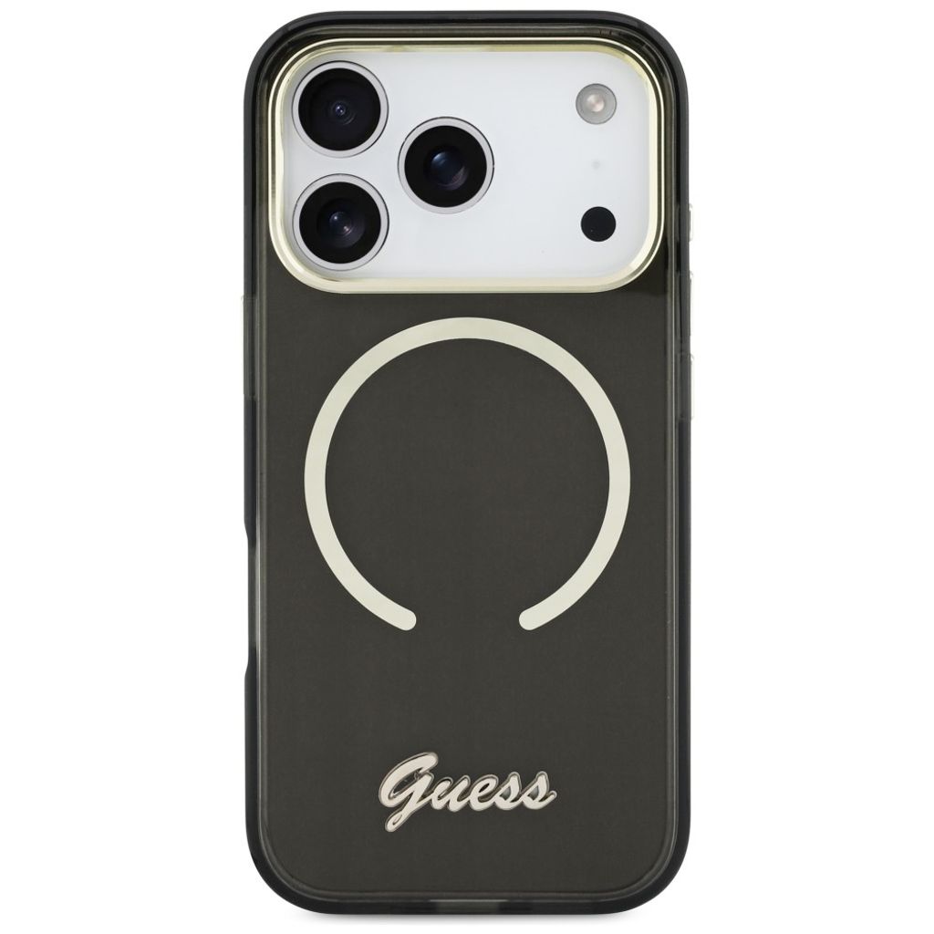 Guess IML Script Metal MagSafe -kuori till iPhone 17 Pro Max - Musta