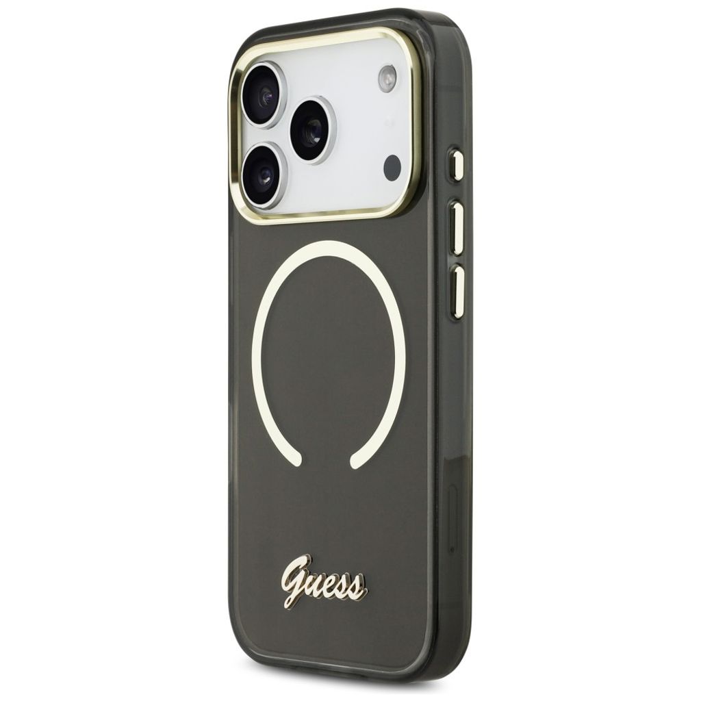 Guess IML Script Metal MagSafe -kuori till iPhone 17 Pro Max - Musta