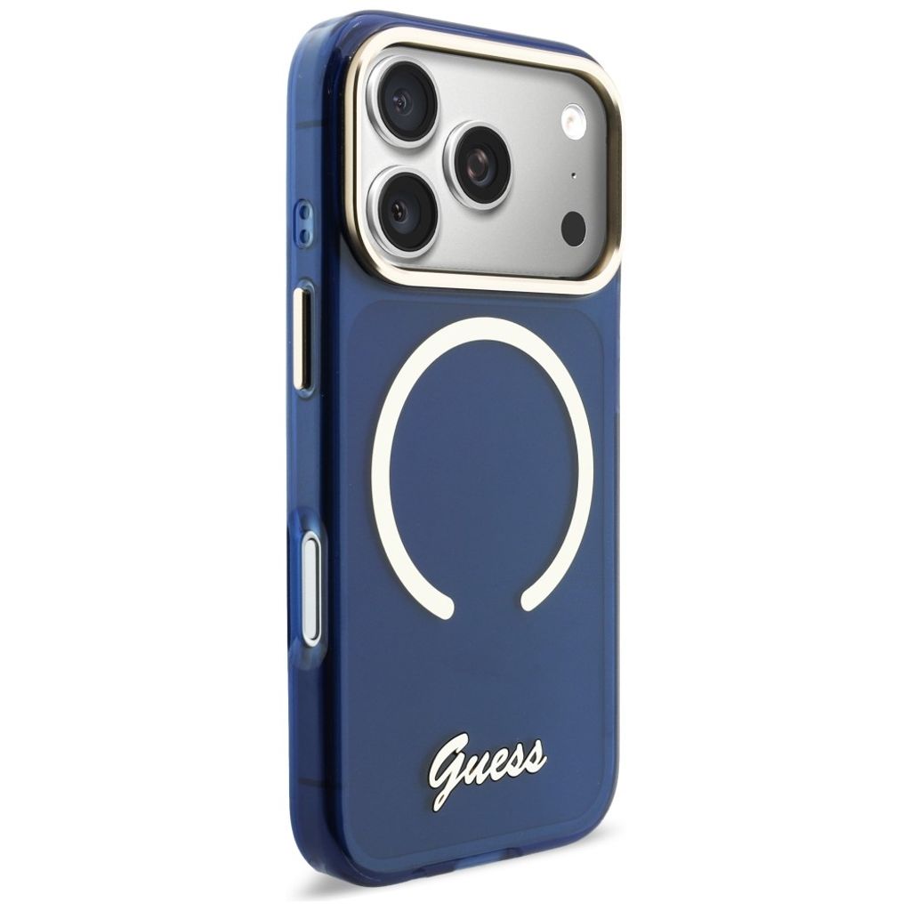 Guess IML Script Metal MagSafe -kuori till iPhone 17 Pro - Sininen