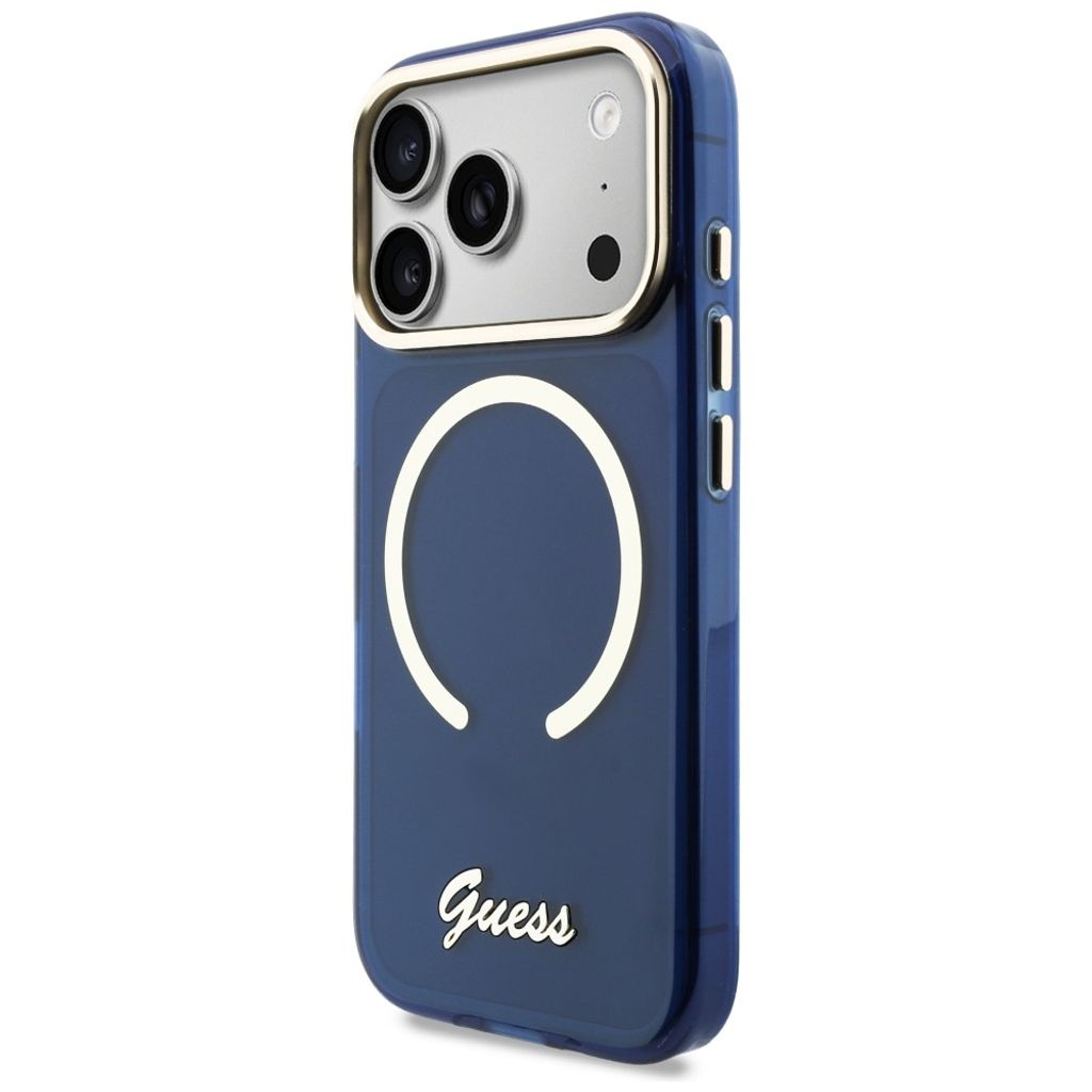 Guess IML Script Metal MagSafe -kuori till iPhone 17 Pro - Sininen
