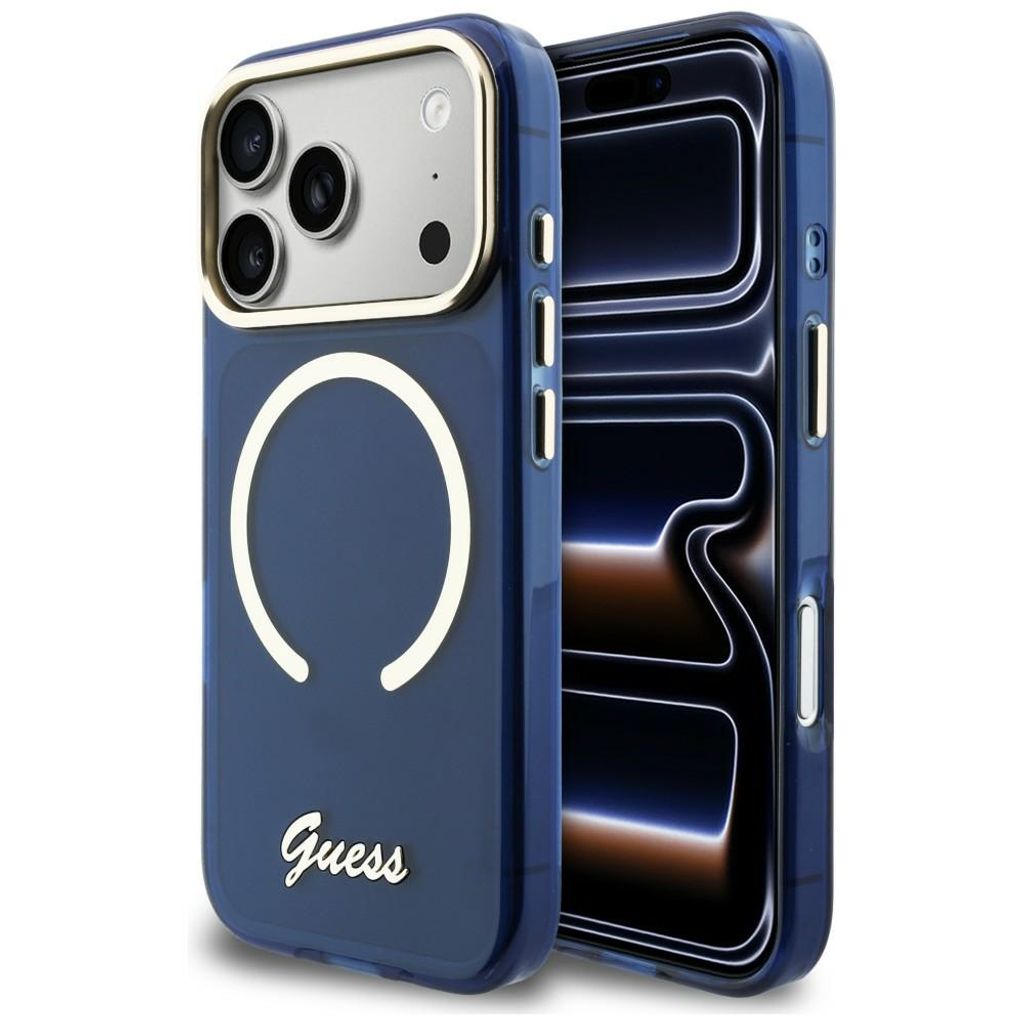 Guess IML Script Metal MagSafe -kuori till iPhone 17 Pro - Sininen