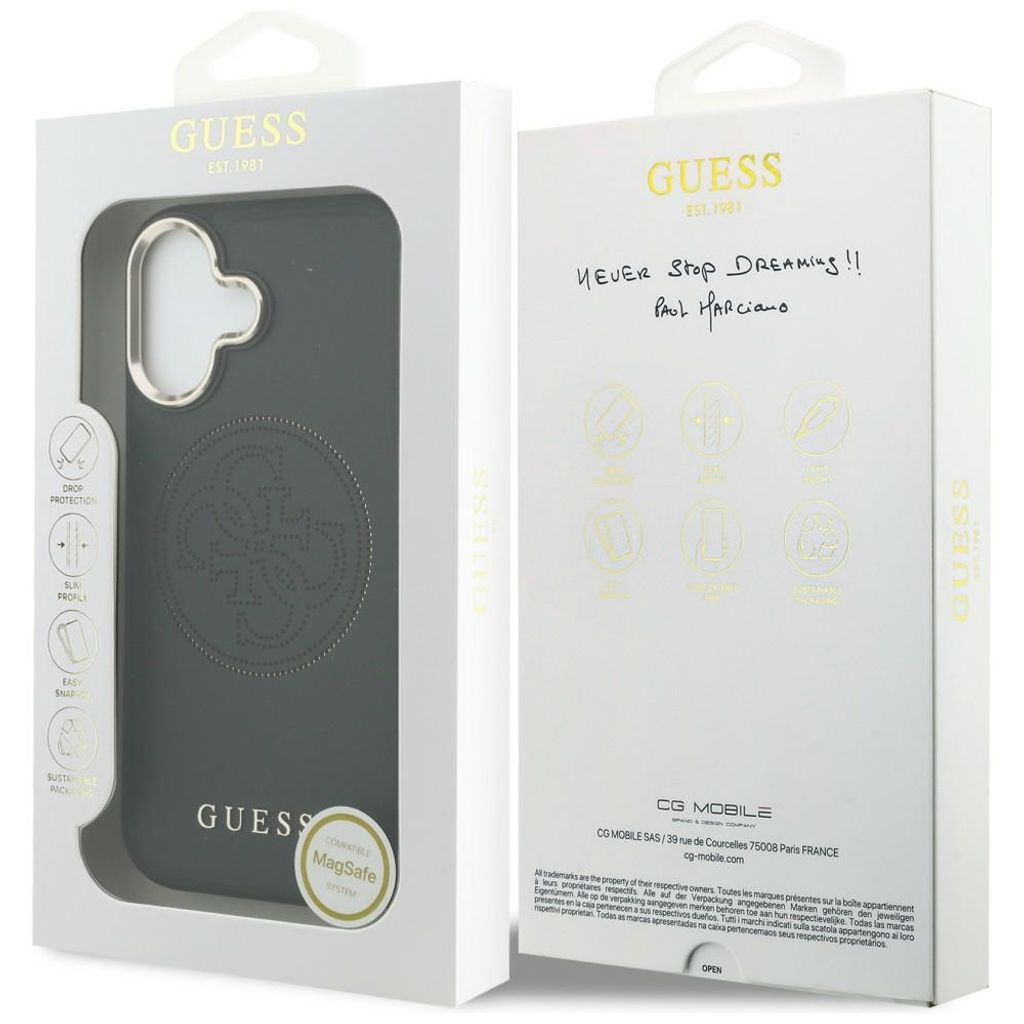 Guess Perforated 4G MagSafe -kuori till iPhone 17 - Musta